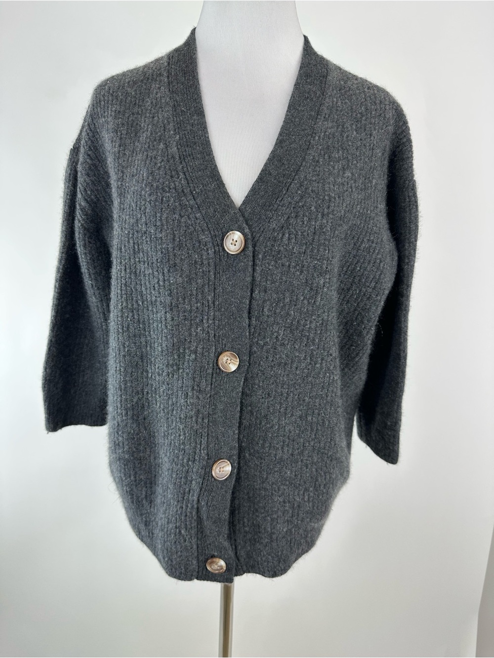 Charcoal Cashmere Cardigan